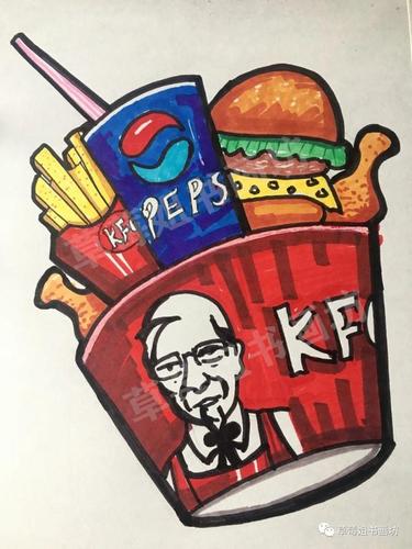 教程|儿童马克笔创意画《肯德基全家桶》