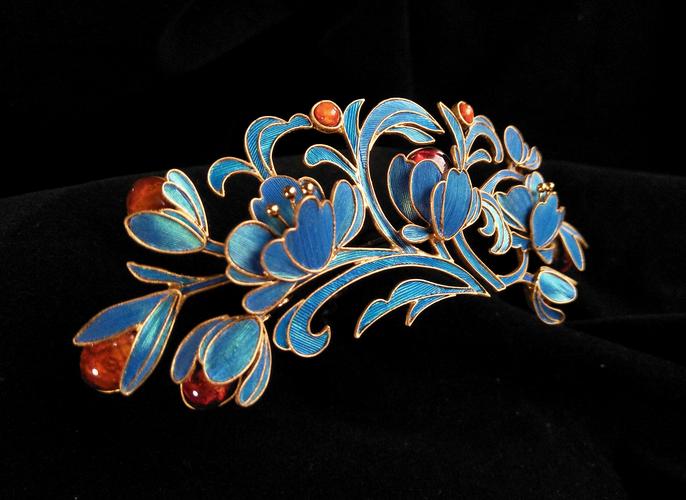 鹅毛仿点翠,原创手工饰品,发饰