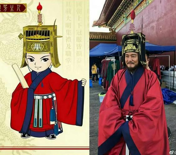 宋画《孝经图卷》中宋代大朝会场景,图中群臣所着朝服形象《孝经图卷