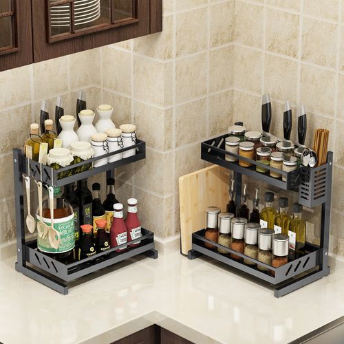 宜家不锈钢厨房调料置物架调味品架调味料架台面二层佐料收纳架