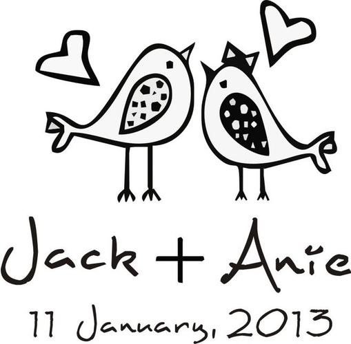 定制 定制橡皮章 结婚印章 diy 礼物桌卡印章 请柬 爱情鸟 4*4厘米