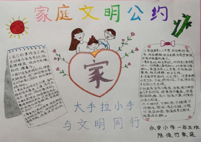 向文明点赞 从现在出发——永安小学家庭文明公约手抄报展评