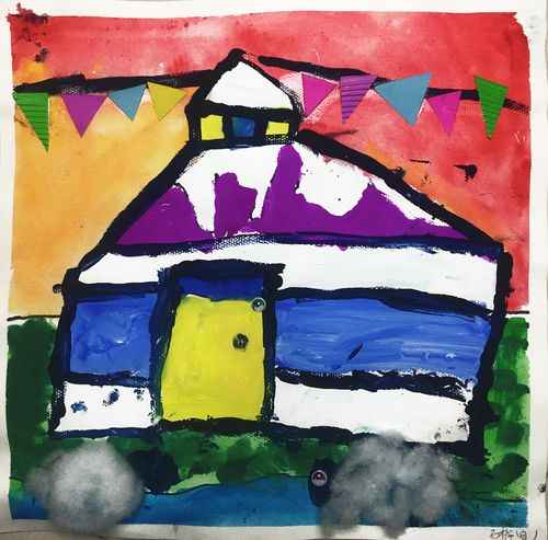 6岁创意美术教案大全蒙古包水彩画图片作品欣赏