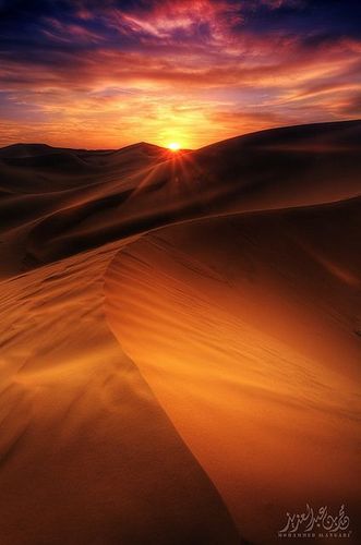 sunset in the desert, saudi arabia