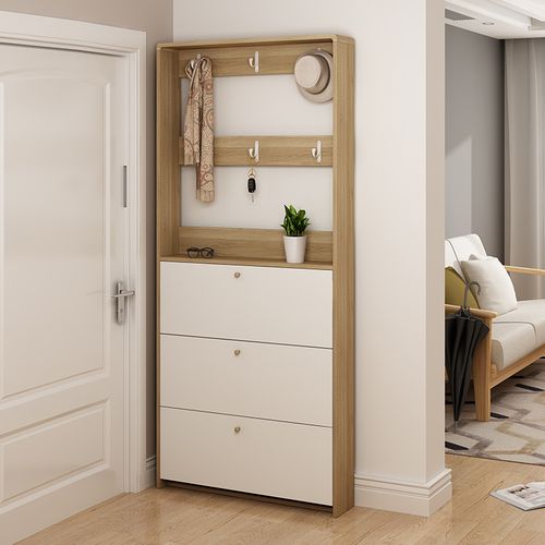 皇海家具鞋柜简约现代门厅柜简易经济型玄关挂衣架鞋柜衣架一体鞋柜