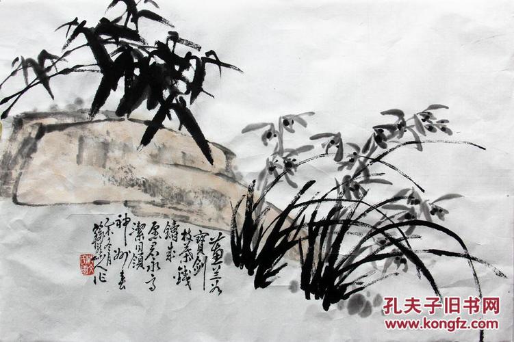 传统功夫精品国画三友图4569cm软片安徽名家洪国文老先生佳作
