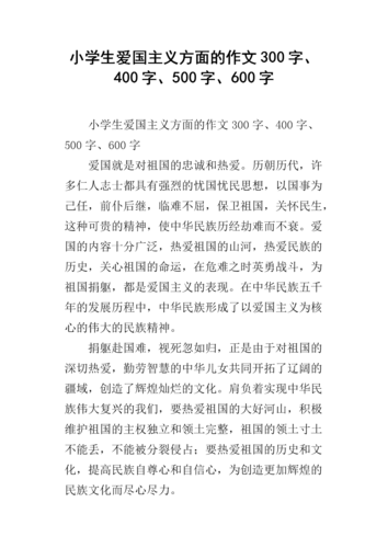 小学生爱国主义方面的作文300字,400字,500字,600字.