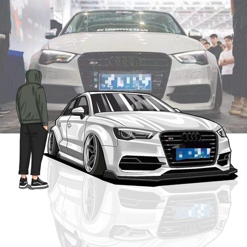 专业手绘汽车漫画头像,宝马,奔驰,奥迪,大众,路虎,卡宴,劳斯莱斯,超