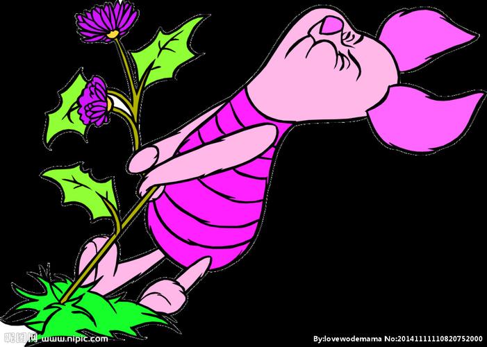 小猪吃力的拔草设计图__动漫人物_动漫动画_设计图库