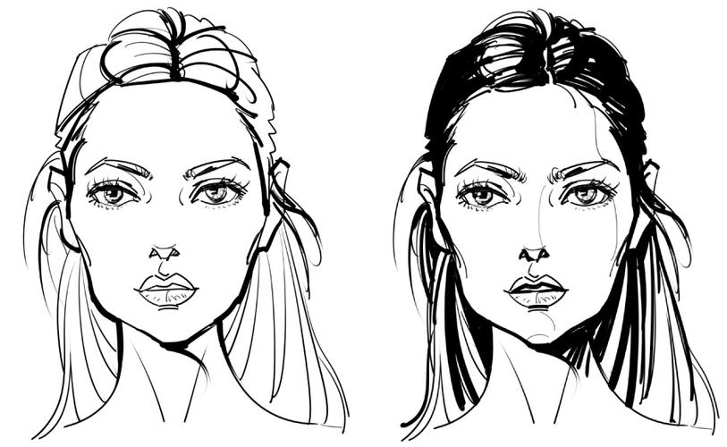 人体时装画头部绘制方法_绘画_发际线_时装绘画_文化