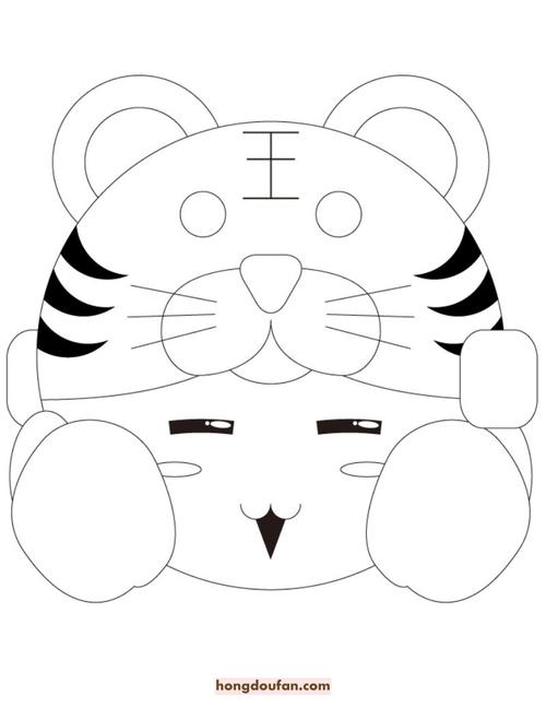 10张不同风格的卡通手绘小老虎涂色图片下载-红豆饭小学生简笔画大全