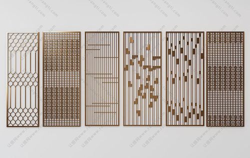 新中式金属铁艺屏风隔断3d模型下载