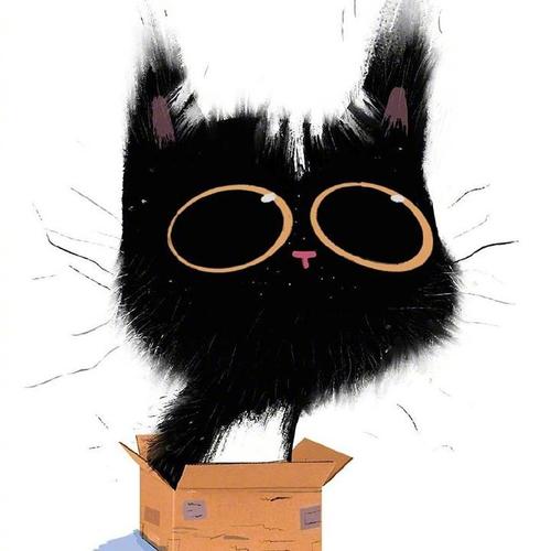 炸毛小黑猫可爱手绘头像