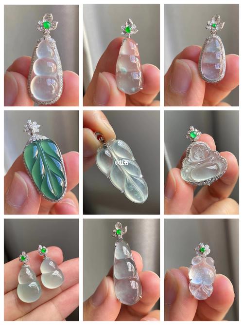 九款形态各异设计款式精品18k镶嵌翡翠挂件