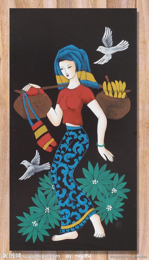 少数民族人物油画扫描图片