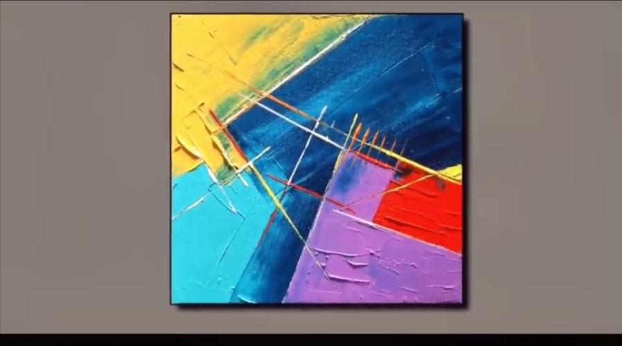 国外大师教新手画简单抽象画:创意涂刷线格块