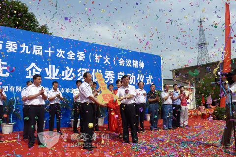 焦亦民书记向公交集团公司董事长陆建春递交金钥匙