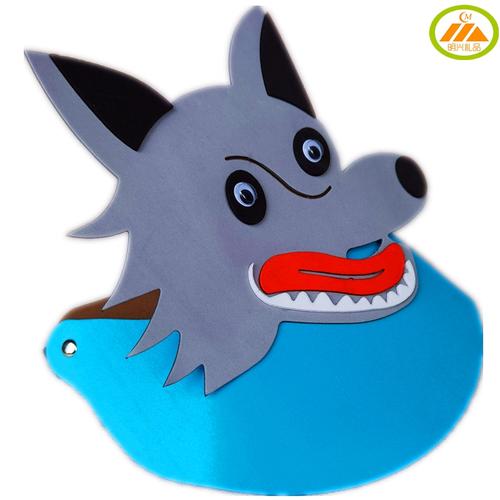 大灰狼头饰帽子野狼头套动物面具儿童大人幼儿园游戏表演道具eva