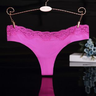 外贸女士冰丝无痕一片式丁字裤蕾丝 内裤 性感纯色低腰t-back 310