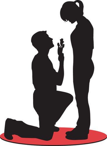 男人跪地求婚矢量素材
