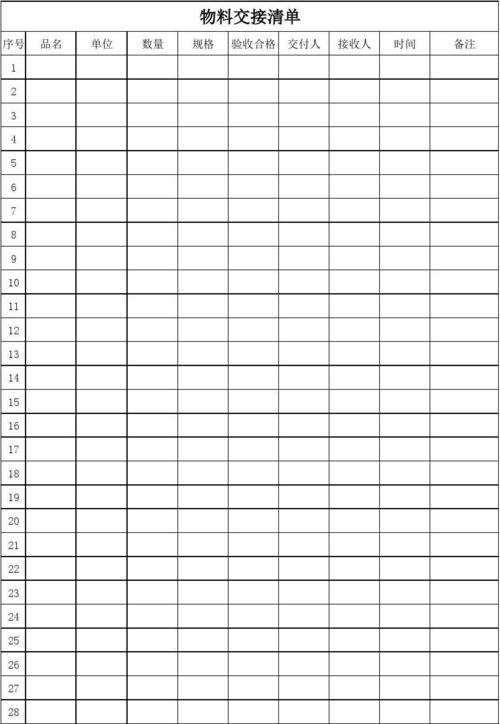 物料交接清单
