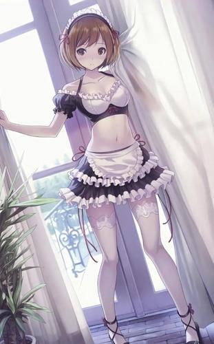 二次元女仆插画无水印壁纸