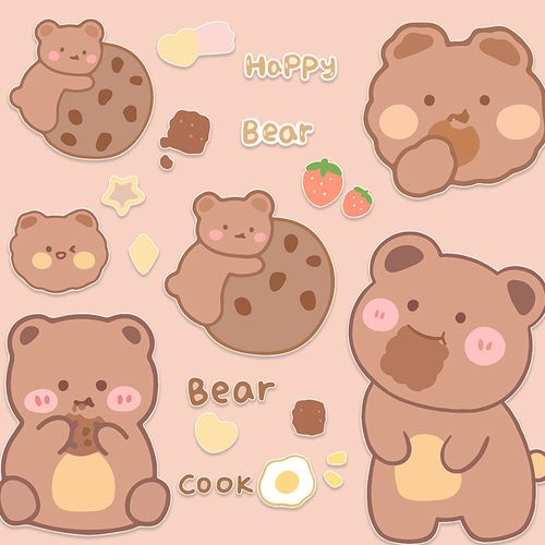 卡通可爱曲奇小熊行李箱贴纸笔记本电脑贴纸ipad水杯