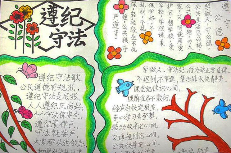 法制手抄报法制安全手抄报简单好看的法制小报手抄报格式样板法在心中