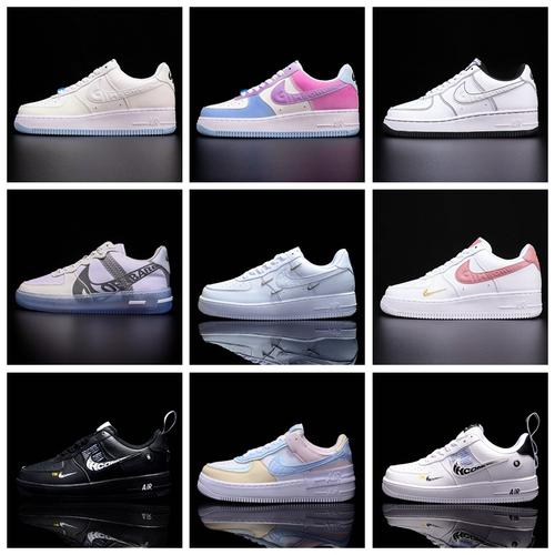 正品耐尅官男鞋aj女鞋空军一号联名马卡龙四勾电玩骨白冰蓝过毒鞋