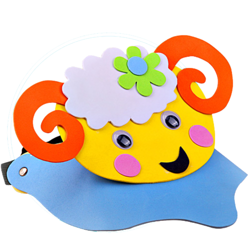 儿童节小羊头饰动物绵羊山羊头套幼儿园表演出道具运动会卡通帽子