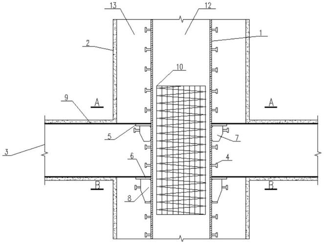 一种钢管混凝土叠合柱钢筋混凝土梁节点构造