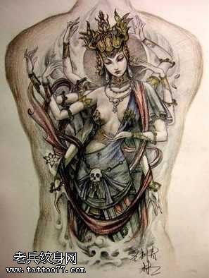 手稿千手观音佛纹身图案