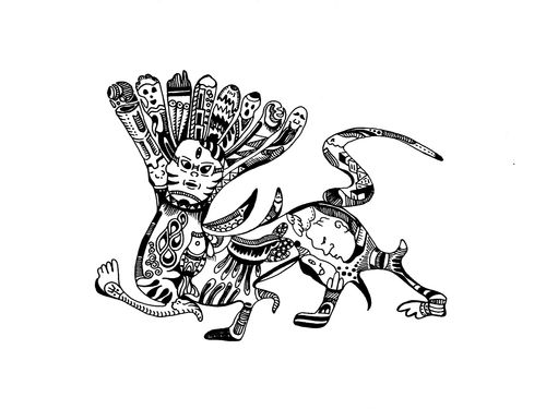 以汉画像石上的图案为原型进行的插画设计