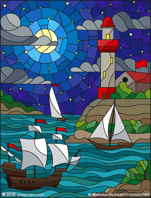 矢量玻璃纹样风景设计图__自然风光_自然景观_设计图库_昵图网nipic.