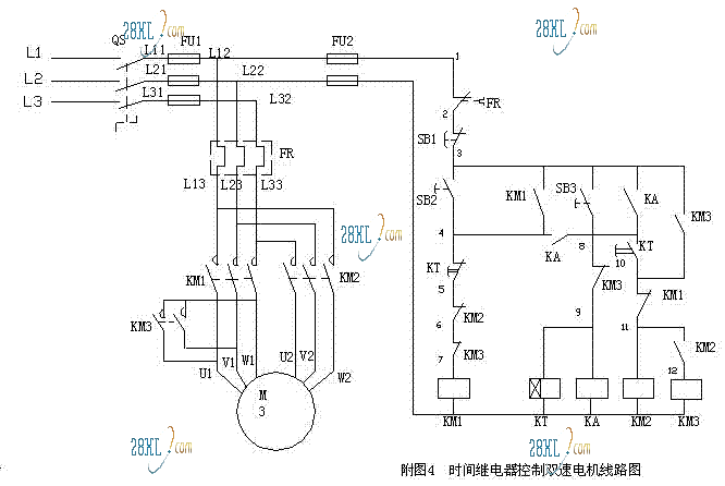 双速电机的接法及控制电路:请参考