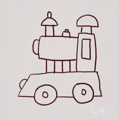 先画小火车的车头,这是一辆老式的卡通火车