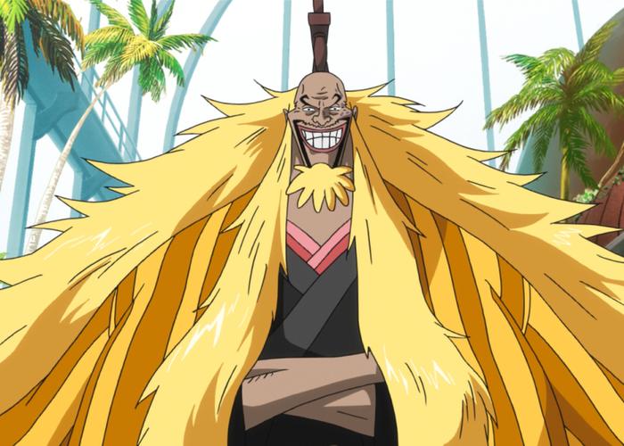 金狮子也可以在海面上自由行走,因为他是飘飘果实的能力者,只要在海面