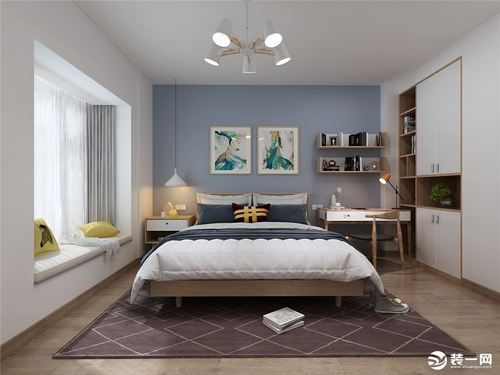 东雅园110㎡三居室北欧风格卧室装修效果图-家居美图