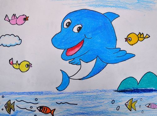 小海豚/少儿绘画作品/儿童画/网络美术馆_中国少儿美术教育网