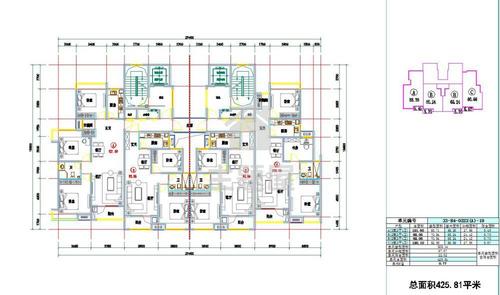 住宅户型,一梯四户,小高层小户型cad图纸