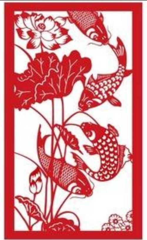 吉祥图案鱼剪纸之连年有余