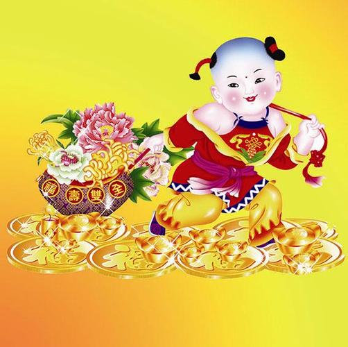 画像绘年画神像开光招财风水吉祥生意神功文财神爷到福娃运财童子
