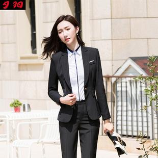 职业装秋冬长袖西装套装女 韩版修身职场白领珠宝店经理女士工服