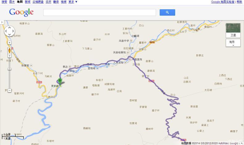这是返程的路线,沿316国道经过凤县县城大约5公里,就到了凤县灵官峡.