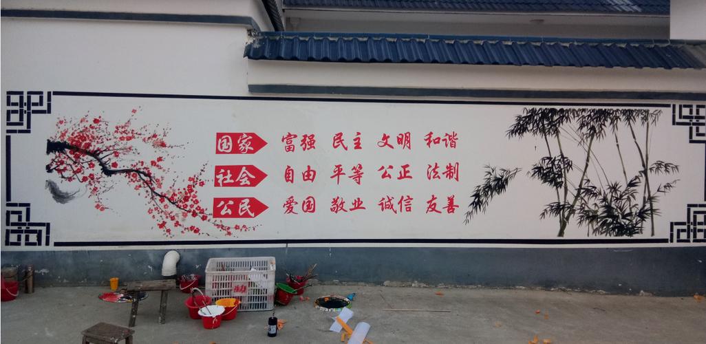 美丽乡村文化墙,新农村室外文化墙彩绘