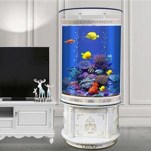 欧式半圆圆形鱼缸水族箱 客厅玻璃金鱼缸 立式家用加高免换水鱼缸