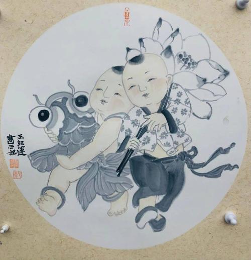 王红运笔下的百子纳福
