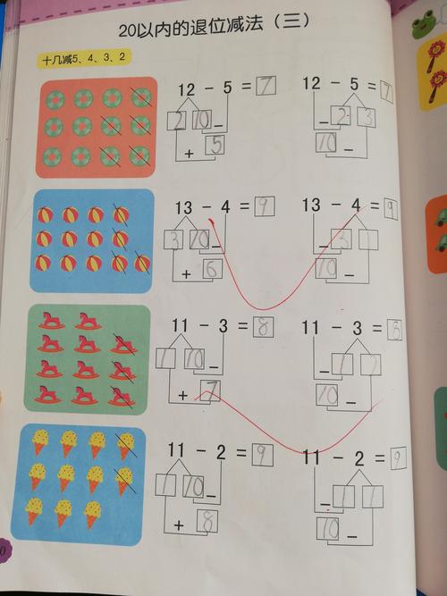 数学:复习20以内的退位减法