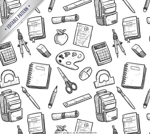 孩子文具用品简笔画