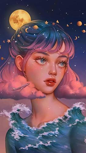 壁纸-唯美人物肖像插画,真的是神仙画作啊